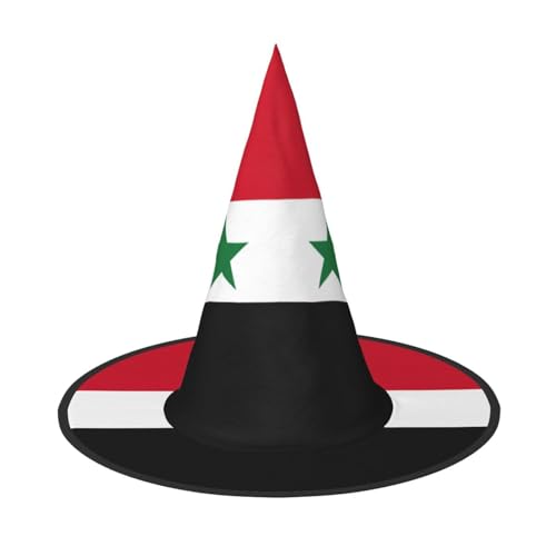 GUOLGP Flagge der Arabischen Republik Syrien, Druck, stilvoller Halloween-Hexenhut, für Partys, Karneval und Cosplay, leicht, faltbar von GUOLGP