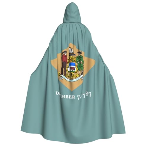 GUOLGP Flagge von Delaware Print Herren und Damen, Erwachsenen-Kapuzenumhang für Halloween, Weihnachten, Karneval, Themenpartys von GUOLGP