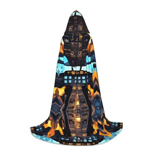 GUOLGP Flugzeug-Cockpit-Druck, Halloween, Kapuzenumhang, Herren, Damen, Teenager, Zauberer, Robe für Weihnachten, Kostüm, Karneval von GUOLGP