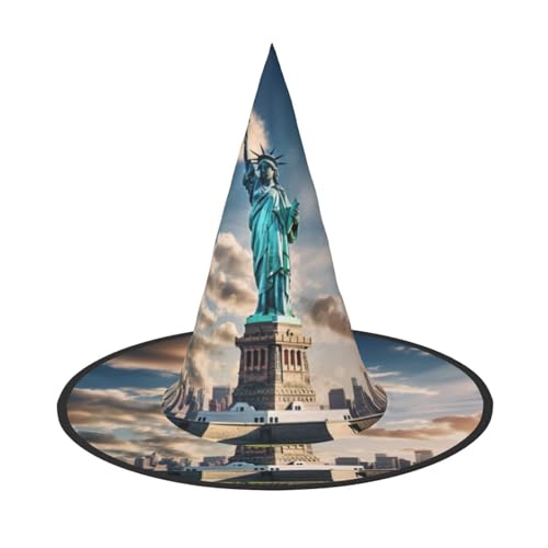 GUOLGP Freiheitsstatue im NYC-Druck, stilvoller Halloween-Hexenhut, für Partys, Karneval und Cosplay, leicht, faltbar von GUOLGP