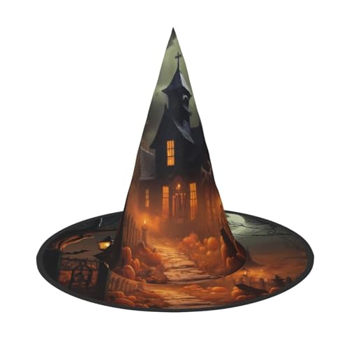 GUOLGP Gruseliger Halloween-Druck, stilvoller Halloween-Hexenhut, für Partys, Karneval und Cosplay, leicht, faltbar GUOLGP Gruseliger Halloween-Druck, stilvoller Halloween-Hexenhut, für Partys, Karneval und Cosplay, leicht, faltbar von GUOLGP