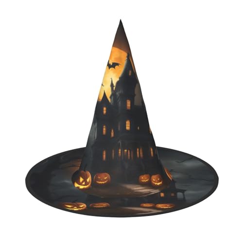 GUOLGP Halloween-Horror-Druck, stilvoller Halloween-Hexenhut, für Partys, Karneval und Cosplay, leicht, faltbar von GUOLGP