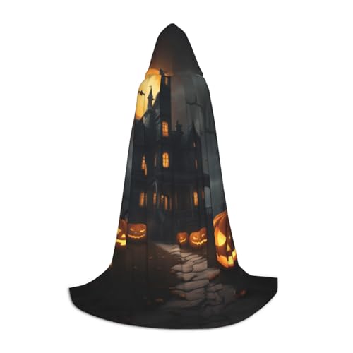GUOLGP Halloween Horror Print Halloween Kapuzenumhang Herren Damen Teenager Zauberer Robe für Weihnachten Kostüm Karneval von GUOLGP