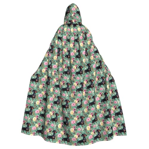 GUOLGP Halloween-Kapuzenumhang mit Dackel-Blumendruck, Kostüm für Erwachsene und Kinder, für Cosplay-Partys und Festivals GUOLGP Halloween-Kapuzenumhang mit Dackel-Blumendruck, Kostüm für Erwachsene und Kinder, für Cosplay-Partys und Festivals von GUOLGP