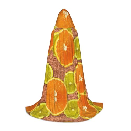 GUOLGP Halloween-Kapuzenumhang mit Zitronen- und Orangen-Druck, für Herren, Damen, Teenager, Zauberer, Robe für Weihnachten, Kostüm, Karneval von GUOLGP
