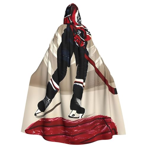 GUOLGP Hockey-Sportaufdruck, Halloween-Kapuzenumhang, Kostüm für Erwachsene und Kinder, für Cosplay-Partys und Festivals GUOLGP Hockey-Sportaufdruck, Halloween-Kapuzenumhang, Kostüm für Erwachsene und Kinder, für Cosplay-Partys und Festivals von GUOLGP