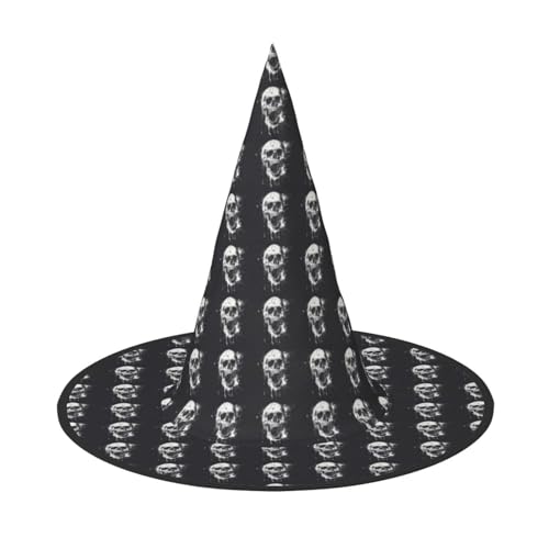 GUOLGP Horror Ghost Skull Print Stylischer Halloween Hexenhut für Partys Karneval und Cosplay Leicht Faltbar von GUOLGP