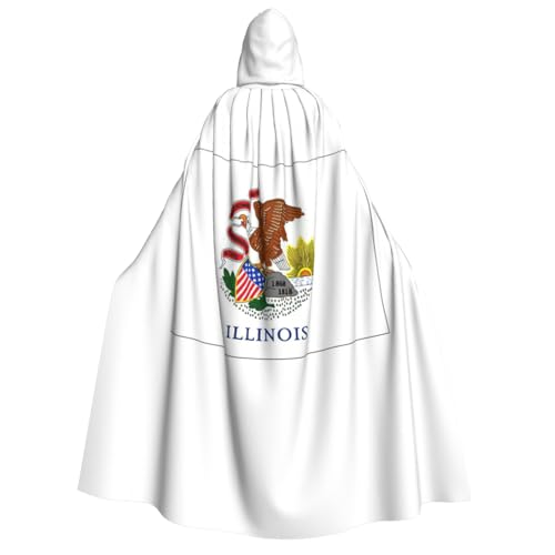 GUOLGP Illinois State Flag Print Herren und Damen Kapuzenumhang für Halloween, Weihnachten, Karneval, Mottopartys von GUOLGP