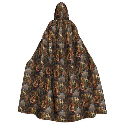 GUOLGP Italienischer Umhang mit Kapuze für Damen und Herren mit alter Straße, für Halloween, Weihnachten, Karneval, Mottopartys von GUOLGP