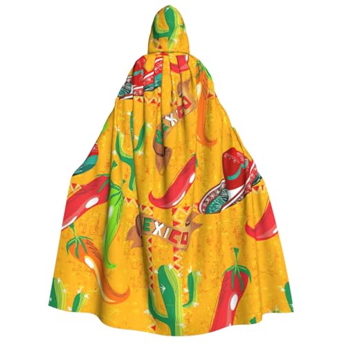 GUOLGP Kaktushut und Chili-Pfeffer-Druck, für Damen und Herren, Erwachsenen-Kapuzenumhang für Halloween, Weihnachten, Karneval, Themenpartys von GUOLGP