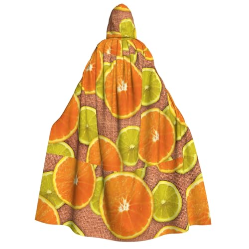 GUOLGP Kapuzenumhang für Damen und Herren, mit Zitronen- und Orangen-Aufdruck, für Halloween, Weihnachten, Karneval, Mottopartys von GUOLGP