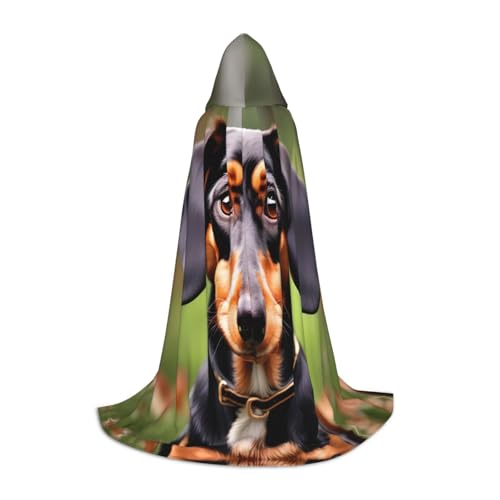 GUOLGP Kapuzenumhang mit Dackel und Weiner für Halloween, für Herren, Damen, Teenager, Zauberer, Robe für Weihnachten, Kostüm, Karneval von GUOLGP