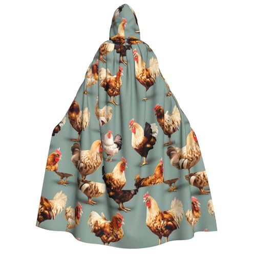 GUOLGP Kapuzenumhang mit Huhn-Aufdruck, für Damen und Herren, für Halloween, Weihnachten, Karneval, Mottopartys GUOLGP Kapuzenumhang mit Huhn-Aufdruck, für Damen und Herren, für Halloween, Weihnachten, Karneval, Mottopartys von GUOLGP