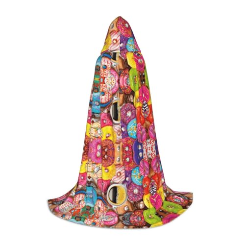 GUOLGP Kapuzenumhang mit Kaffee- und Donut-Aufdruck, für Herren, Damen, Teenager, Zauberer, Robe für Weihnachten, Kostüm, Karneval GUOLGP Kapuzenumhang mit Kaffee- und Donut-Aufdruck, für Herren, Damen, Teenager, Zauberer, Robe für Weihnachten, Kostüm, Karneval von GUOLGP