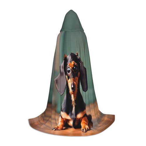 GUOLGP Kapuzenumhang mit süßem Dackel-Druck, Halloween, für Herren, Damen, Teenager, Zauberer, Robe für Weihnachten, Kostüm, Karneval GUOLGP Kapuzenumhang mit süßem Dackel-Druck, Halloween, für Herren, Damen, Teenager, Zauberer, Robe für Weihnachten, Kostüm, Karneval von GUOLGP