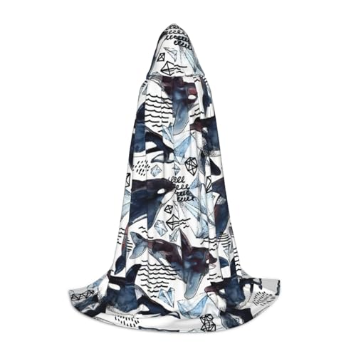 GUOLGP Killerwal Druck Halloween Kapuzenumhang Männer Frauen Teenager Zauberer Robe für Weihnachten Kostüm Karneval GUOLGP Killerwal Druck Halloween Kapuzenumhang Männer Frauen Teenager Zauberer Robe für Weihnachten Kostüm Karneval von GUOLGP