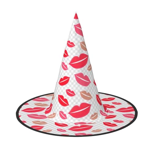 GUOLGP Lustiger Halloween-Hexenhut mit Lippen-Druck, für Partys, Karneval und Cosplay, leicht, faltbar von GUOLGP