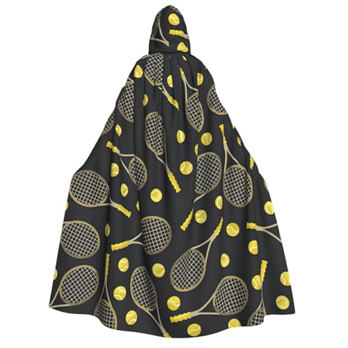 GUOLGP Lustiger Tennisschläger und Tennisbälle, bedruckt, für Damen und Herren, Kapuzenumhang für Halloween, Weihnachten, Karneval, Mottopartys von GUOLGP