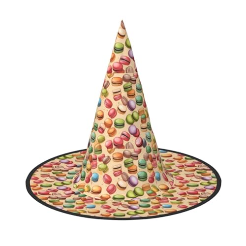 GUOLGP Macaron Biscuit Flavored Print Stylish Halloween Witch Hat For Parties Carnivals And Cosplay Lightweight Foldable von GUOLGP