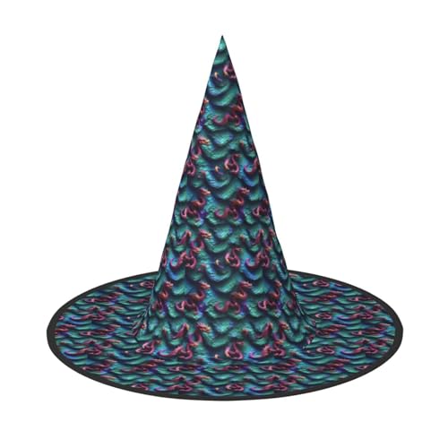 GUOLGP Magischer 3D-Drachenschuppen-Muster-Druck, stilvoller Halloween-Hexenhut für Partys, Karneval und Cosplay, leicht, faltbar von GUOLGP