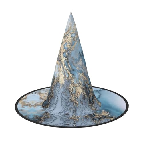 GUOLGP Marmor Drucken Stilvolle Halloween Hexenhut für Partys Karneval und Cosplay Leicht Faltbar von GUOLGP