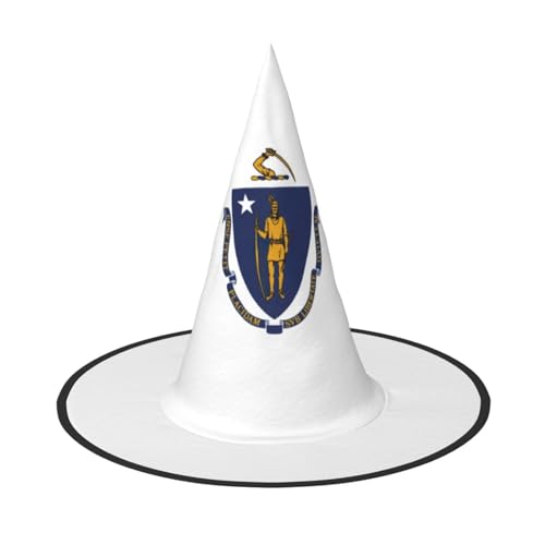 GUOLGP Massachusetts Staatsflaggen-Druck, stilvoller Halloween-Hexenhut für Partys, Karneval und Cosplay, leicht, faltbar von GUOLGP