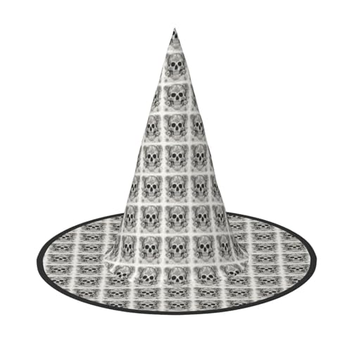 GUOLGP Mexikanischer Totenkopf-Druck, stilvoller Halloween-Hexenhut, für Partys, Karneval und Cosplay, leicht, faltbar von GUOLGP