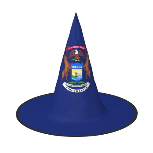 GUOLGP Michigan State Flag Print Stilvoller Halloween-Hexenhut für Partys, Karneval und Cosplay, leicht, faltbar von GUOLGP