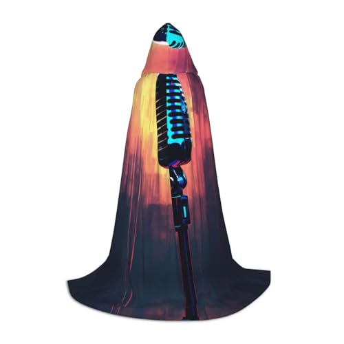 GUOLGP Mikrofon mit Musiknoten-Druck, Halloween-Kapuzenumhang, für Herren, Damen, Teenager, Zauberer, Robe für Weihnachten, Kostüm, Karneval GUOLGP Mikrofon mit Musiknoten-Druck, Halloween-Kapuzenumhang, für Herren, Damen, Teenager, Zauberer, Robe für Weihnachten, Kostüm, Karneval von GUOLGP