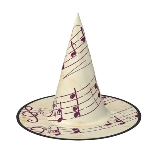 GUOLGP Musiknoten-Blumendruck, stilvoller Halloween-Hexenhut für Partys, Karneval und Cosplay, leicht, faltbar von GUOLGP