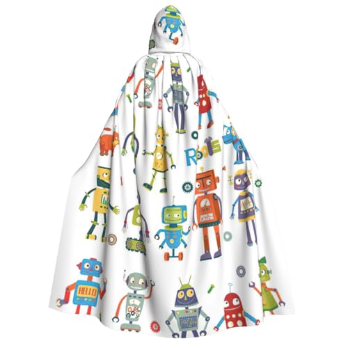 GUOLGP Niedlicher Cartoon-Roboter-Druck, für Damen und Herren, Kapuzenumhang für Halloween, Weihnachten, Karneval, Mottopartys GUOLGP Niedlicher Cartoon-Roboter-Druck, für Damen und Herren, Kapuzenumhang für Halloween, Weihnachten, Karneval, Mottopartys von GUOLGP