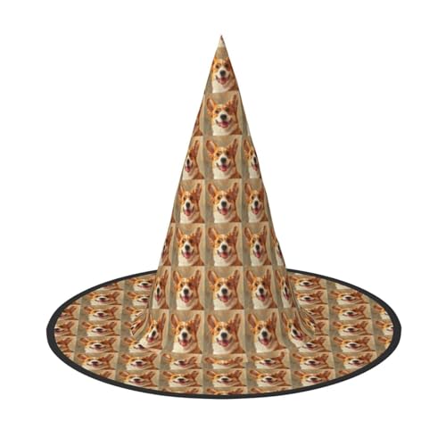 GUOLGP Niedlicher Corgi-Druck, stilvoller Halloween-Hexenhut für Partys, Karneval und Cosplay, leicht, faltbar GUOLGP Niedlicher Corgi-Druck, stilvoller Halloween-Hexenhut für Partys, Karneval und Cosplay, leicht, faltbar von GUOLGP