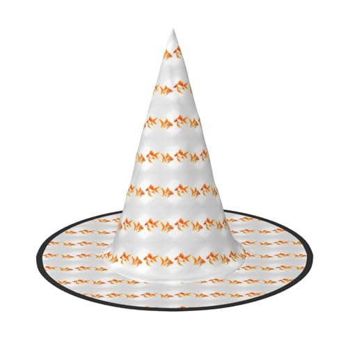 GUOLGP Niedlicher Goldfisch-Druck, stilvoller Halloween-Hexenhut für Partys, Karneval und Cosplay, leicht, faltbar von GUOLGP