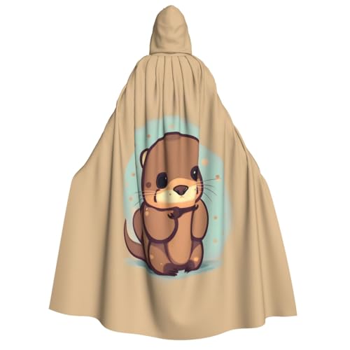 GUOLGP Niedlicher Otter-Druck, für Damen und Herren, Kapuzenumhang für Halloween, Weihnachten, Karneval, Mottopartys von GUOLGP