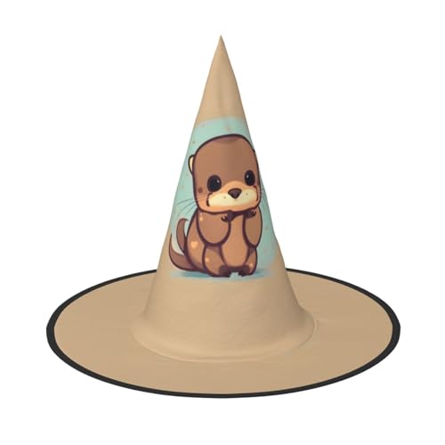 GUOLGP Niedlicher Otter-Druck, stilvoller Halloween-Hexenhut für Partys, Karneval und Cosplay, leicht, faltbar von GUOLGP