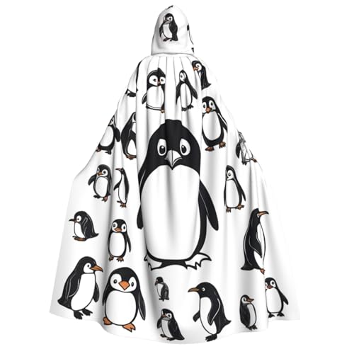 GUOLGP Niedlicher Pinguin-Druck, für Damen und Herren, Kapuzenumhang für Halloween, Weihnachten, Karneval, Mottopartys von GUOLGP