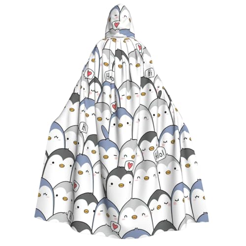 GUOLGP Niedlicher Pinguin-Druck, für Damen und Herren, Kapuzenumhang für Halloween, Weihnachten, Karneval, Mottopartys von GUOLGP