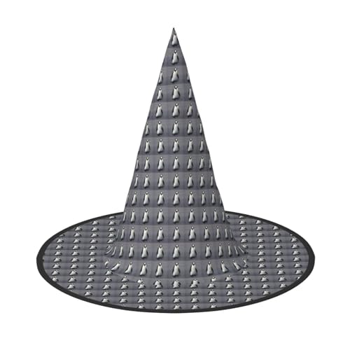 GUOLGP Niedlicher Pinguin-Druck, stilvoller Halloween-Hexenhut für Partys, Karneval und Cosplay, leicht, faltbar von GUOLGP