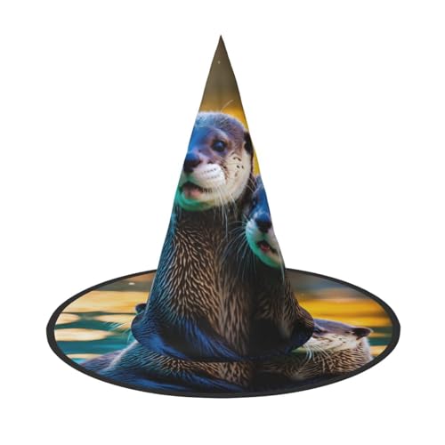 GUOLGP Niedlicher brauner Otter-Druck, stilvoll, Halloween-Hexenhut, für Partys, Karneval und Cosplay, leicht, faltbar von GUOLGP