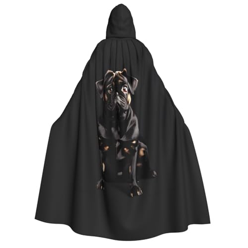 GUOLGP Niedlicher schwarzer Mops-Hund, Standard-Skala, 2_00x Druck, für Damen und Herren, Kapuzenumhang für Halloween, Weihnachten, Karneval, Mottopartys von GUOLGP
