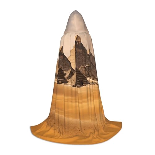 GUOLGP Pyramiden von Ägypten bedruckter Halloween-Kapuzenumhang für Herren und Damen, Teenager, Zauberer-Robe für Weihnachten, Kostüm, Karneval von GUOLGP