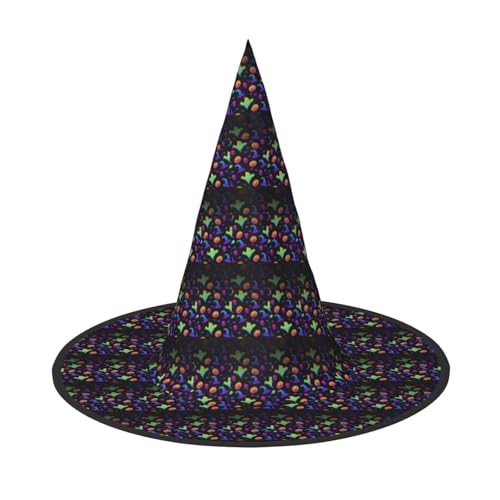 GUOLGP Regenbogen Halloween Geist Hexenhut Spinnen Druck Stilvoller Halloween Hexenhut für Partys Karneval und Cosplay Leicht Faltbar GUOLGP Regenbogen Halloween Geist Hexenhut Spinnen Druck Stilvoller Halloween Hexenhut für Partys Karneval und Cosplay Leicht Faltbar von GUOLGP