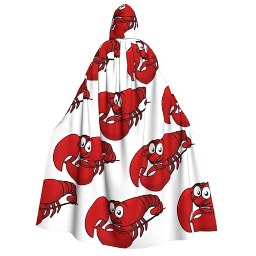 GUOLGP Roter Hummer-Druck, für Damen und Herren, Kapuzenumhang für Halloween, Weihnachten, Karneval, Mottopartys von GUOLGP