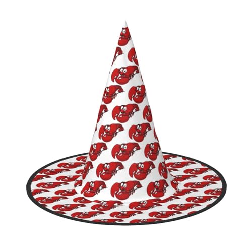 GUOLGP Roter Hummer-Druck, stilvoller Halloween-Hexenhut, für Partys, Karneval und Cosplay, leicht, faltbar von GUOLGP