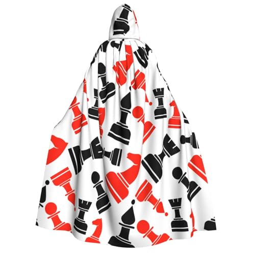 GUOLGP Schachmuster-Druck für Damen und Herren, Kapuzenumhang für Halloween, Weihnachten, Karneval, Mottopartys GUOLGP Schachmuster-Druck für Damen und Herren, Kapuzenumhang für Halloween, Weihnachten, Karneval, Mottopartys von GUOLGP