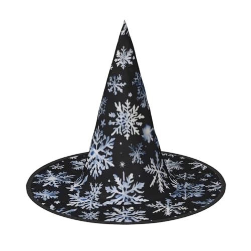 GUOLGP Schneemann Sterne und Schneeflocken Druck Stilvolle Halloween Hexenhut für Partys Karneval und Cosplay Leicht Faltbar von GUOLGP