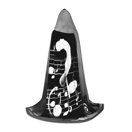 GUOLGP Schwarz-weißer Halloween-Kapuzenumhang mit Musiknoten-Druck, für Herren, Damen, Teenager, Zauberer, Robe für Weihnachten, Kostüm, Karneval GUOLGP Schwarz-weißer Halloween-Kapuzenumhang mit Musiknoten-Druck, für Herren, Damen, Teenager, Zauberer, Robe für Weihnachten, Kostüm, Karneval von GUOLGP