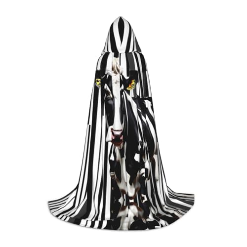 GUOLGP Schwarz-weißer Milchkuh-Aufdruck, Halloween-Kapuzenumhang für Herren, Damen, Teenager, Zauberer, Robe für Weihnachten, Kostüm, Karneval GUOLGP Schwarz-weißer Milchkuh-Aufdruck, Halloween-Kapuzenumhang für Herren, Damen, Teenager, Zauberer, Robe für Weihnachten, Kostüm, Karneval von GUOLGP