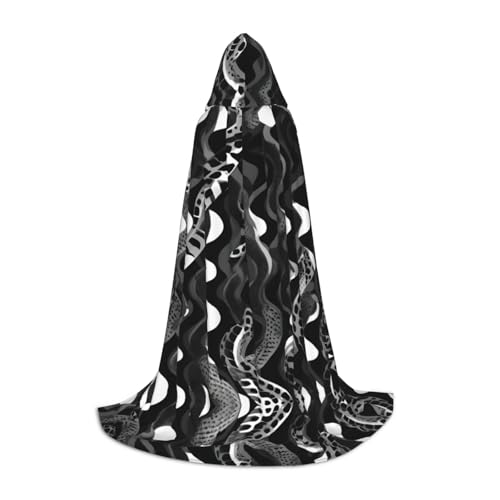 GUOLGP Schwarz-weißes Schlangenhautmuster, Halloween-Kapuzenumhang für Herren, Damen, Teenager, Zauberer, Robe für Weihnachten, Kostüm, Karneval GUOLGP Schwarz-weißes Schlangenhautmuster, Halloween-Kapuzenumhang für Herren, Damen, Teenager, Zauberer, Robe für Weihnachten, Kostüm, Karneval von GUOLGP