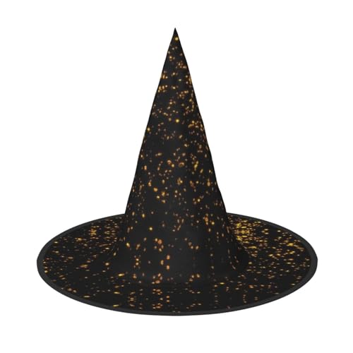 GUOLGP Schwarzer und goldener Tapetendruck, stilvoller Halloween-Hexenhut für Partys, Karneval und Cosplay, leicht, faltbar von GUOLGP